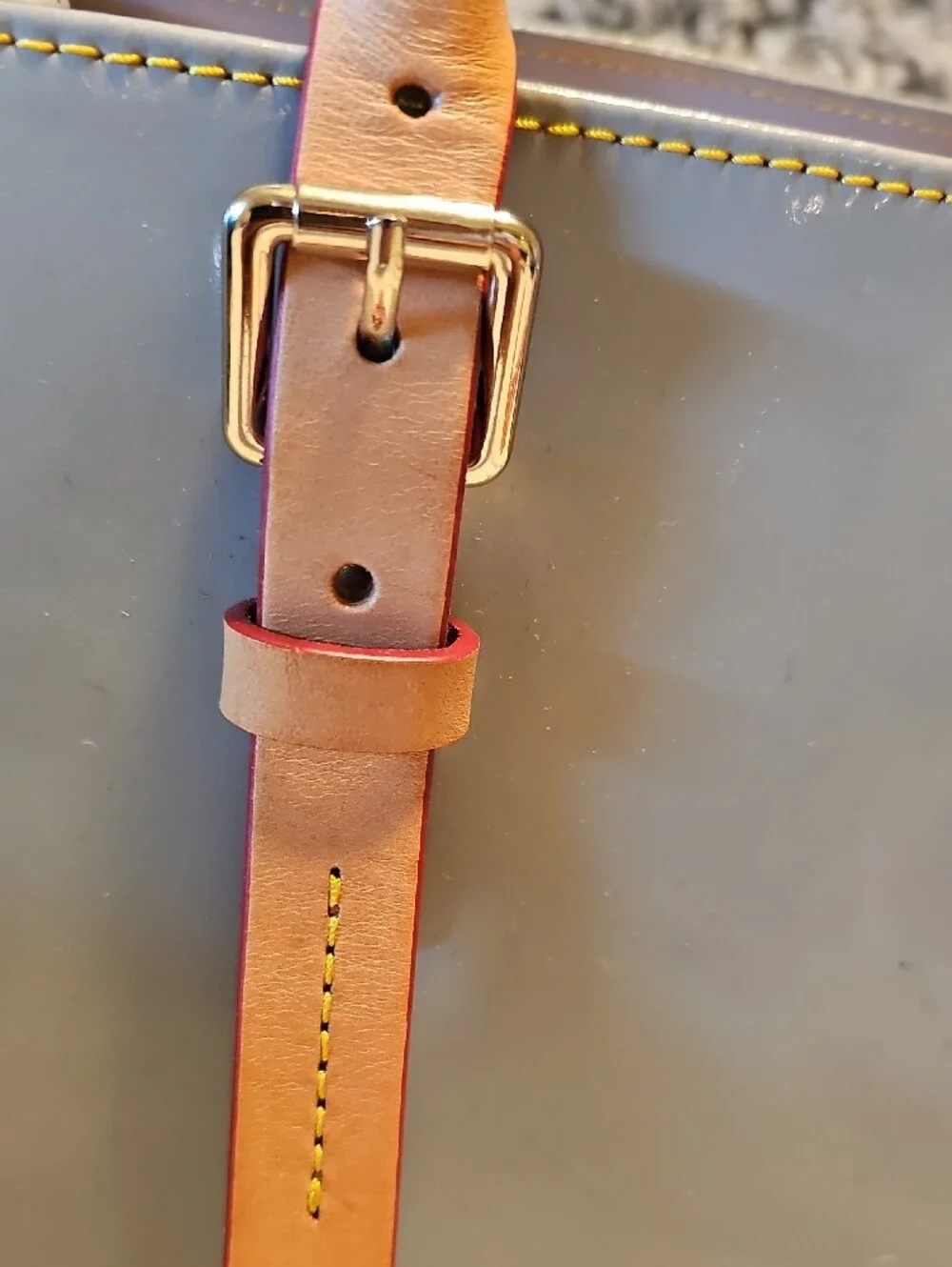 Dooney & Bourke Gray Leather Tote with Tan Trim